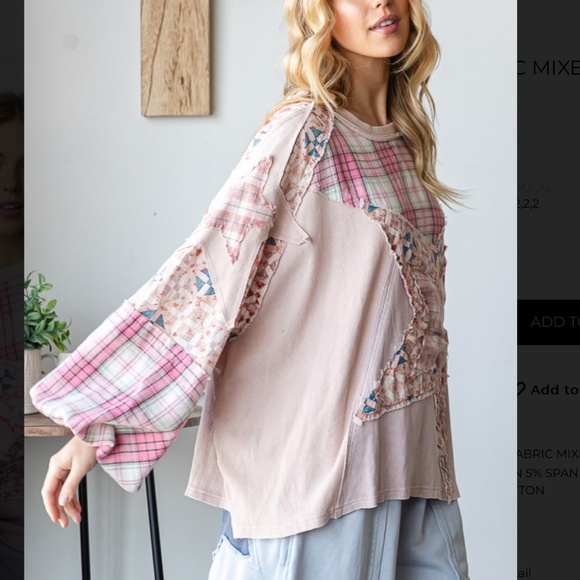 LAST ONES Oli & Hali Oversized Mixed Fabric Star Patched Top SR18 - Picture 4 of 5